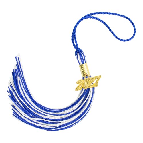2027 Graduation Tassel - Blue & White with Gold Charm for Cap & Gown