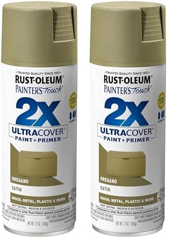 Rust-Oleum Painter's Touch 2X Spray Paint, Satin Oregano, 12 oz (2-Pack)