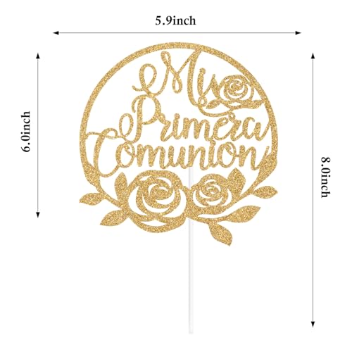 Gold Glitter Mi Primera Comunion Cake Topper for Celebrations