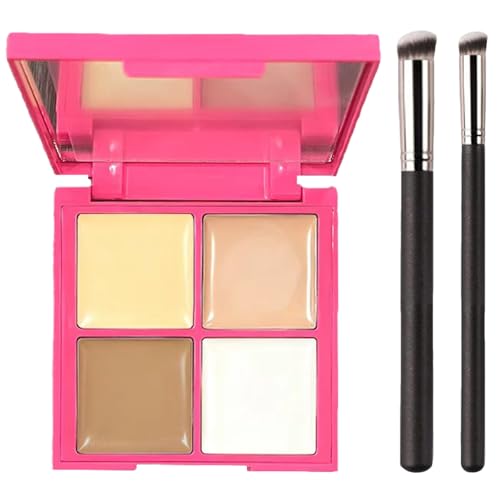 4-Color Concealer Palette with Brushes Full Coverage Face Makeup