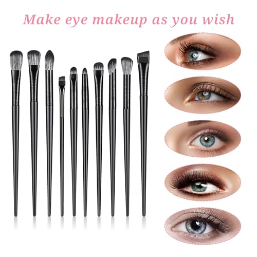 10-Piece Eye Makeup Brush Set with Storage Pouch - Soft Synthetic Fiber