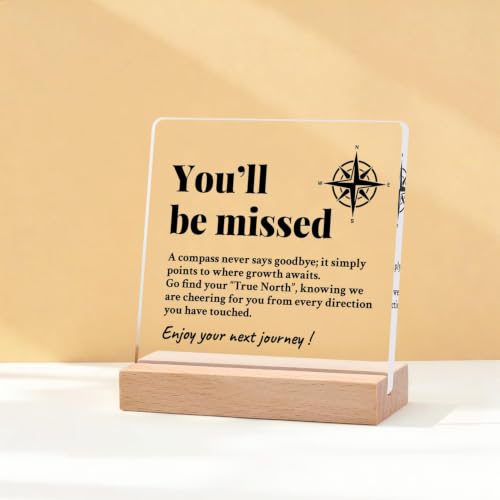 You Will Be Missed Compass Plaque - Farewell Gift for Coworkers & Boss