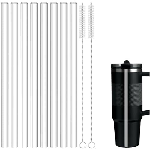 Replacement Straws for 40 oz Stanley Quencher ProTour Tumbler - 8 Pack with 2 Cleaning Brushes