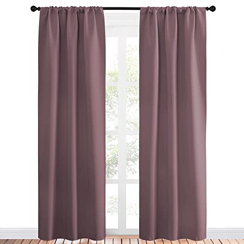 NICETOWN Room Darkening Curtains - Dry Rose, 34" x 84" (Set of 2)