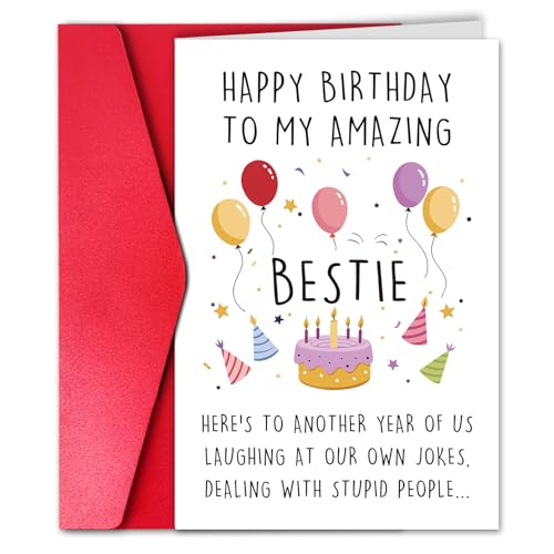 Funny Birthday Card for Bestie - Witty Sarcastic Gift for Women