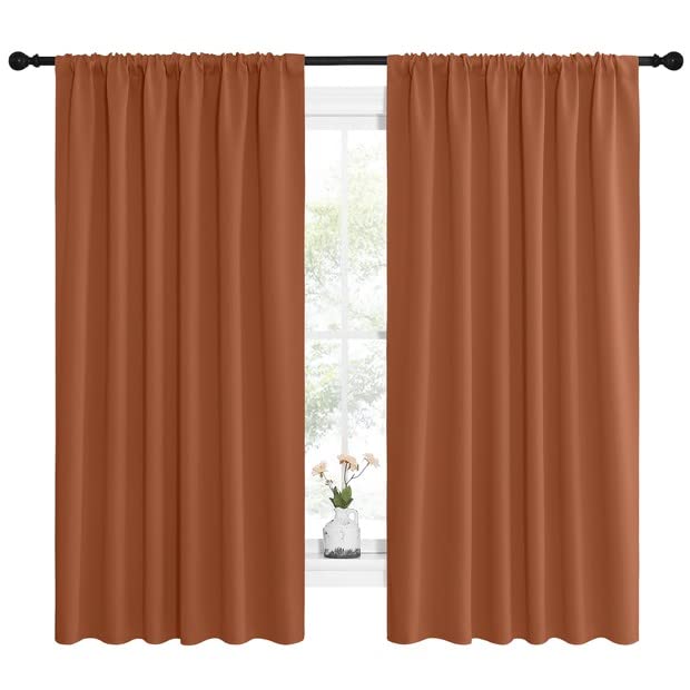 NICETOWN Thermal Insulated Blackout Curtains, Burnt Orange, 62"W x 63"L