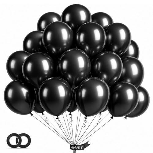 EMART 12 Inch Black Balloons - 100 Pack Latex Party Balloons