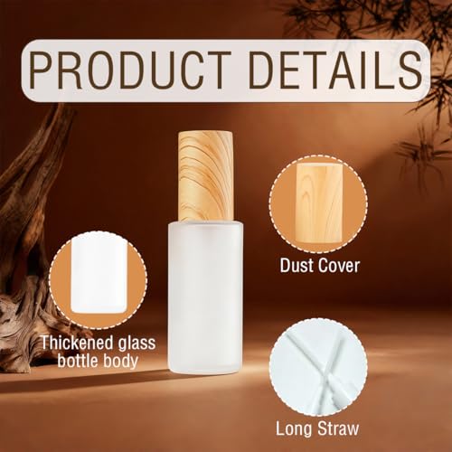 Elandy Frosted Glass Lotion Pump Bottles 20ml 3Pcs Travel Dispenser