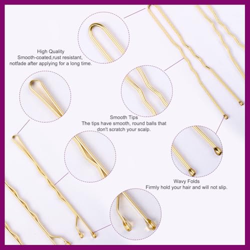 Blonde Ballet Bun Hair Nets Kit with Pins and Bands - 85Pcs