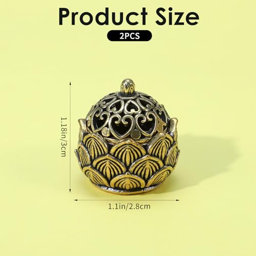 2-Piece Miniature Brass Lotus Incense Holder Set for Meditation