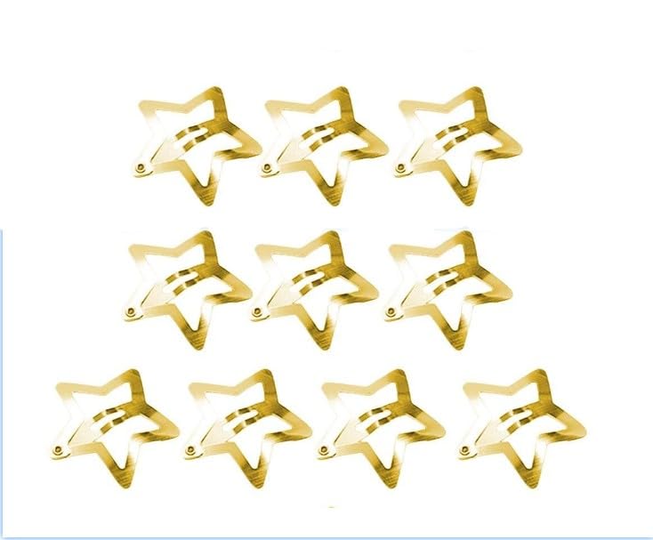 Golden Star Hair Clips 10Pcs Metal Snap Hair Barrettes for Women Girls