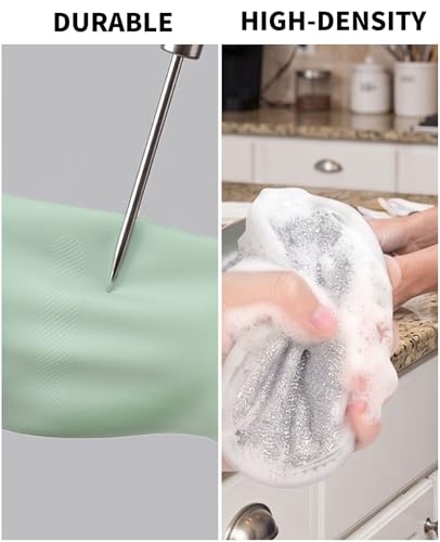 Geyynow 3PCS Reusable Rubber Dishwashing Gloves & Dish Rags Set