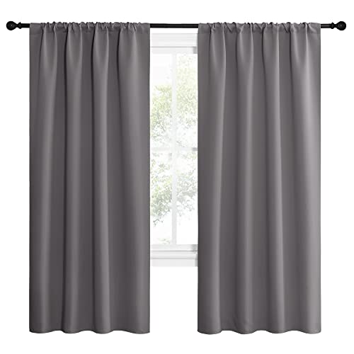 NICETOWN Gray Blackout Curtains 42" x 72" - 2 Panel Set