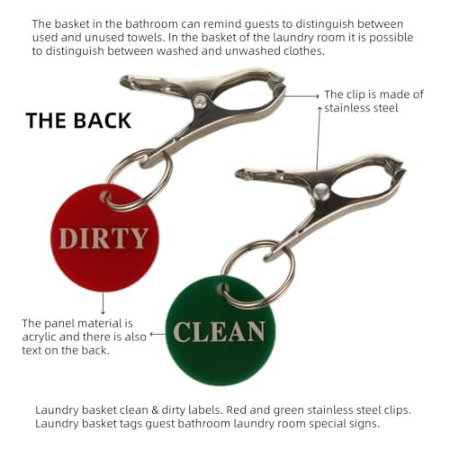 Clean & Dirty Laundry Basket Clip Signs - Green & Red 2-Piece Set