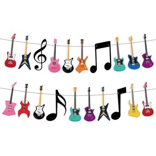 Guitar Cutout Banner for Music Theme Party Decor - 20 Pieces