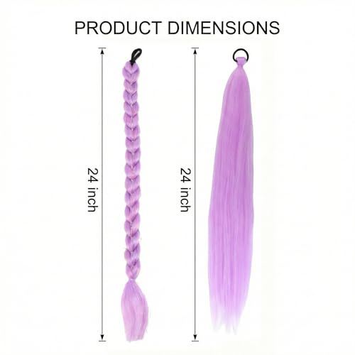 Purple Braided Ponytail Extension 27.5 Inch Synthetic Hair Claw Clip
