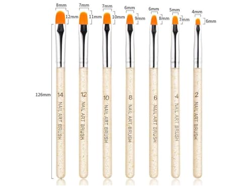 Aoshang 7Pcs UV Gel Nail Brush Set Poly Extension Painting Pens