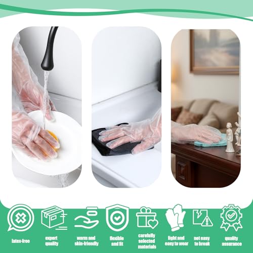 20PCS Extra Long Disposable Cleaning Gloves - 23.6in Waterproof PE Gloves