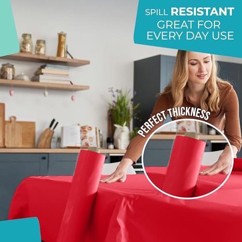 Red Plastic Table Cover Roll 40 x 300 Feet Disposable Party Tablecloth