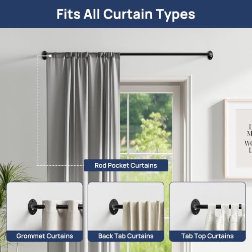 EnjoyBasics Wrap Around Curtain Rod 28-53" Black - Quick Release
