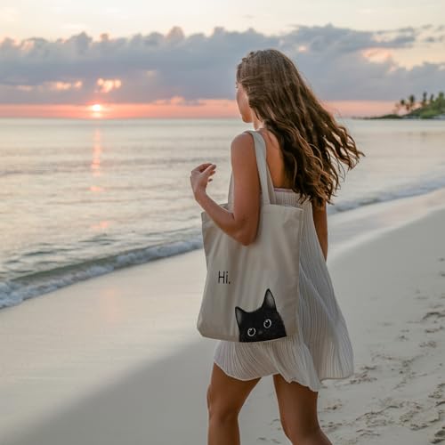 Canvas Tote Bag for Pet Lovers - 13.8" Aesthetic Design with Pocket