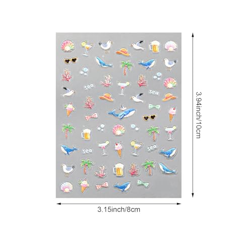 3D Summer Beach Nail Art Stickers - Ocean Designs (2 Sheets)
