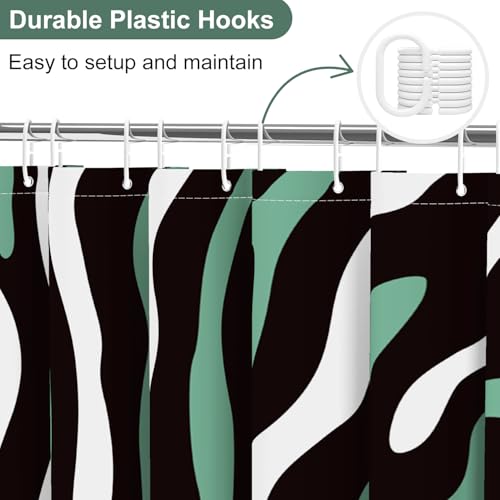 Modern Abstract Green and Black Striped Shower Curtain, 72x72 Inch