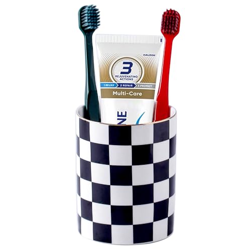 Black Ceramic Toothbrush Holder & Makeup Brush Organizer