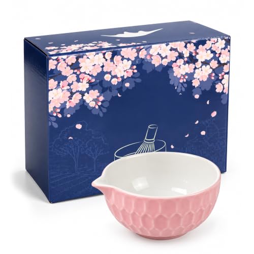Pink Matcha Bowl with Spout - Japanese Ceramic Chawan for Whisking & Pouring