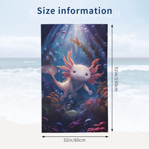 Axolotl Beach Towel - Cute Microfiber Quick Dry Pool Towel