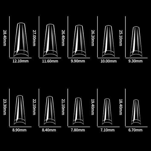 Clear Acrylic Press On Nail Tips 10 Sizes False Nails for DIY Art