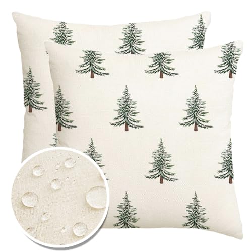 18" x 18" Outdoor Christmas Pillow Covers (Pack of 2) - Waterproof Tree Decor