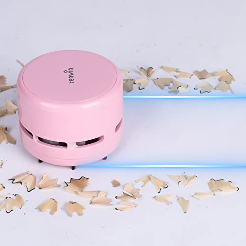 tenwin Mini Desktop Vacuum Cleaner - Portable Cordless Desk Cleaner, Pink