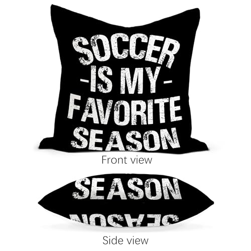 Soccer Throw Pillow Cover 18x18 Inch - Soft Flannel Black Decorative Case