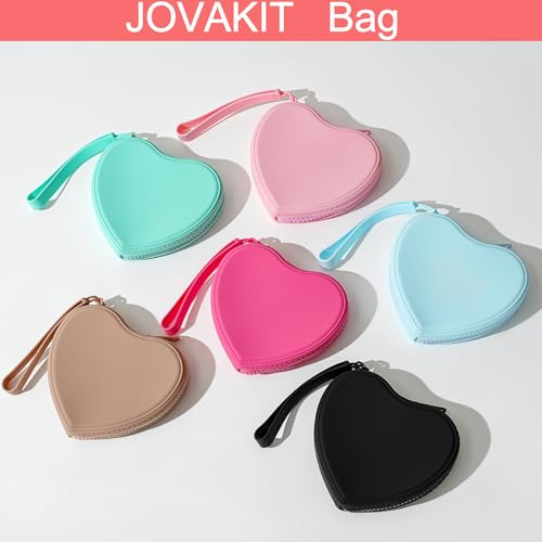 JOVAKIT Heart Shaped Portable Silicone Makeup Bag - Light Brown Travel Cosmetic Case