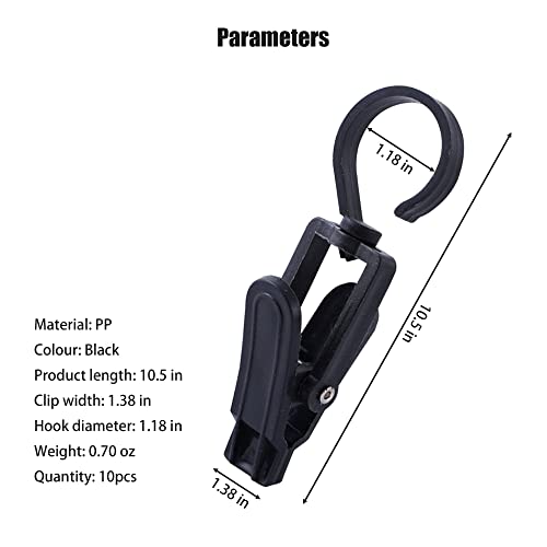 Heavy-Duty Rotating Laundry Hook Clips - 10 Pack Black Organizer