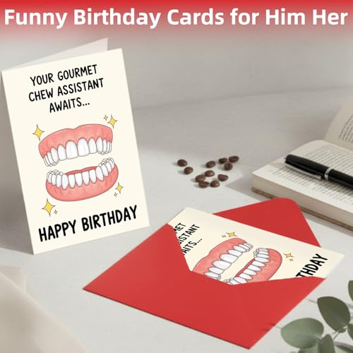 FunisFun Funny Birthday Card with Denture Design, 5x7 Humorous Greeting