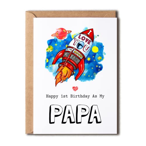 Happy 1st Birthday Card for Papa - 5x7 Premium Card