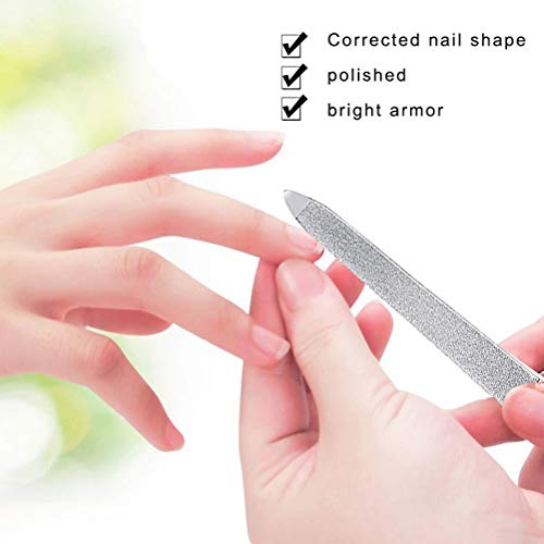 Pimoys 4 Pcs Metal Nail File Set, Double-Sided Stainless Steel Files