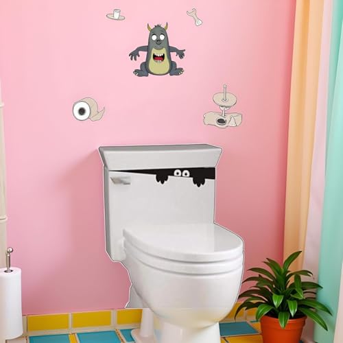 3D Monster Toilet Seat Sticker Waterproof Vinyl Decal 2-Pack