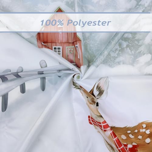 Christmas Deer Shower Curtain - Winter Snow Landscape, 72x72 Inch