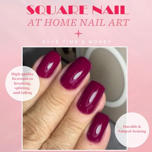 AddFavor Short Square Press on Nails - 240pcs Purple False Nails Kit