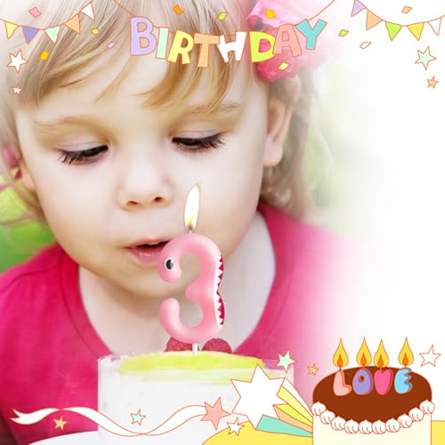 Pink Shark Number 4 Birthday Candle - Ocean Theme Cake Topper