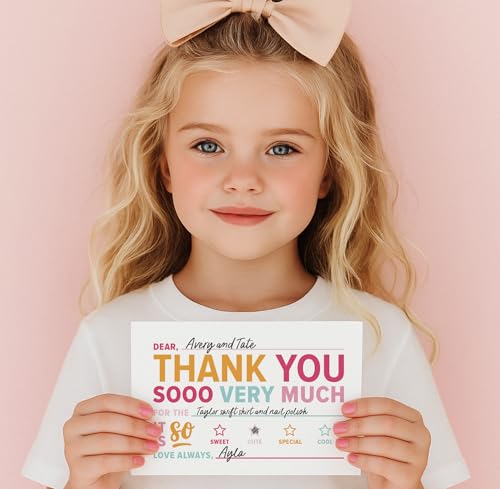 ThreeKin Collective 25-Pack Kids Fill-in-the-Blank Thank You Cards - Bright