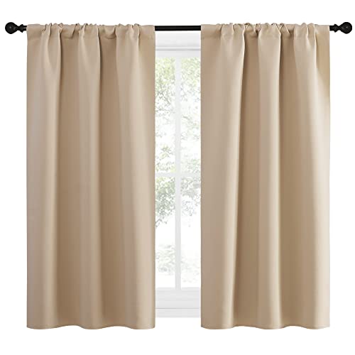 NICETOWN Biscotti Beige Blackout Curtains 34" x 54" - Thermal Insulated Drapes, 2 Panels