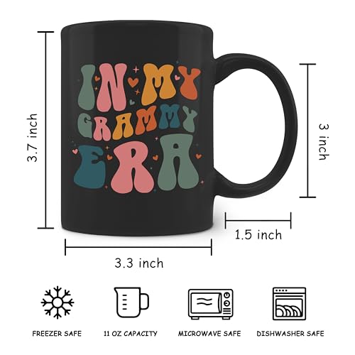 Groovy Grammy Ceramic Coffee Mug - Grammy & Grandma Gift, 11oz Black, Variation of Grammy