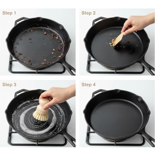 Eco-Friendly Bamboo Dish Scrub Brush & Pan Scraper Set