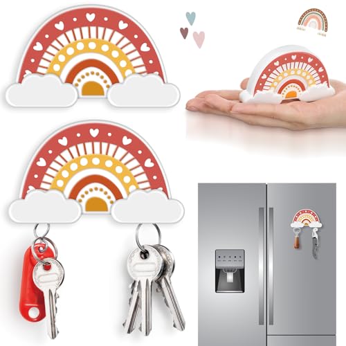 Yuntau 1 Pcs Boho Rainbow Wall Decor Magnetic Key Holder for Cute