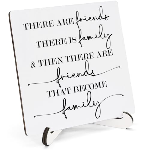 Friends That Become Family Wooden Desk Sign - 5x5 Home Decor