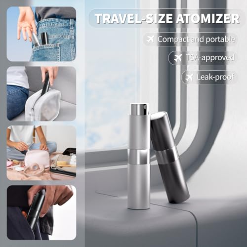 YIKIBOX 8ml Refillable Travel Perfume Atomizer - Leak-Proof Mini Spray Bottle